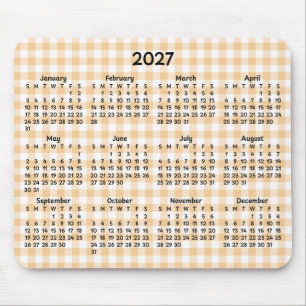 Blassrosa Gingham Whimsical 2027 Kalender Mousepad