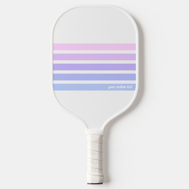 Blassrosa Lila blaue Streifen Personalisierter Tex Pickleball Schläger (Vorderseite)