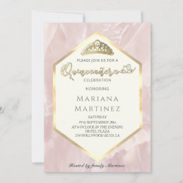 Blassrosa Marmor geometrische Kalligraphie Quince Einladung