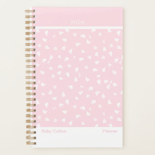 Blassrosa minimalistischer Blumenplaner für Damen Planer