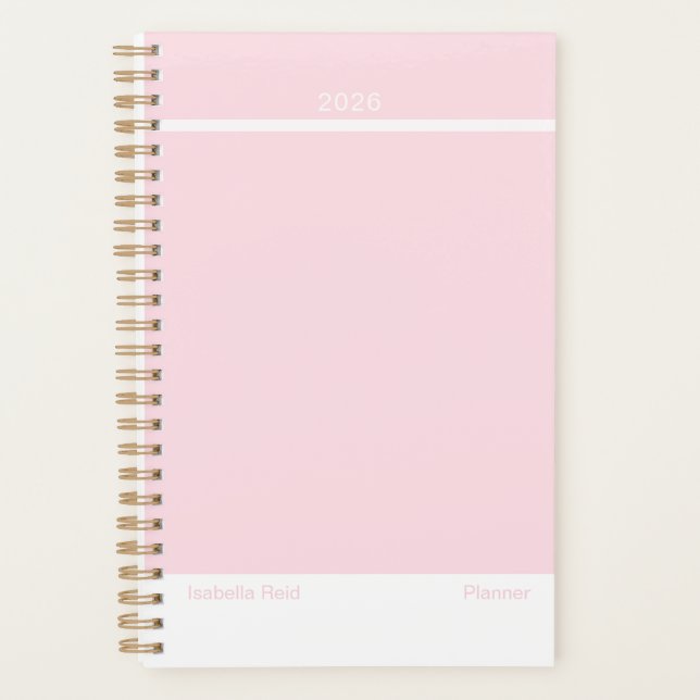 Blassrosa minimalistischer Planer (Vorderseite)