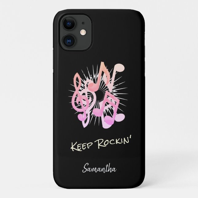 Blassrosa Musikalische Noten Behalten Rockin' Blac Case-Mate iPhone Hülle (Rückseite)