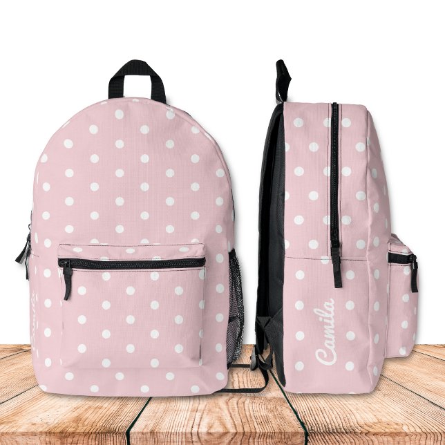Blassrosa Punkte Bedruckter Rucksack (Personalize this girl backpack with your name)