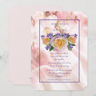 Blassrosa Rose mit violetten Akzenten Einladung