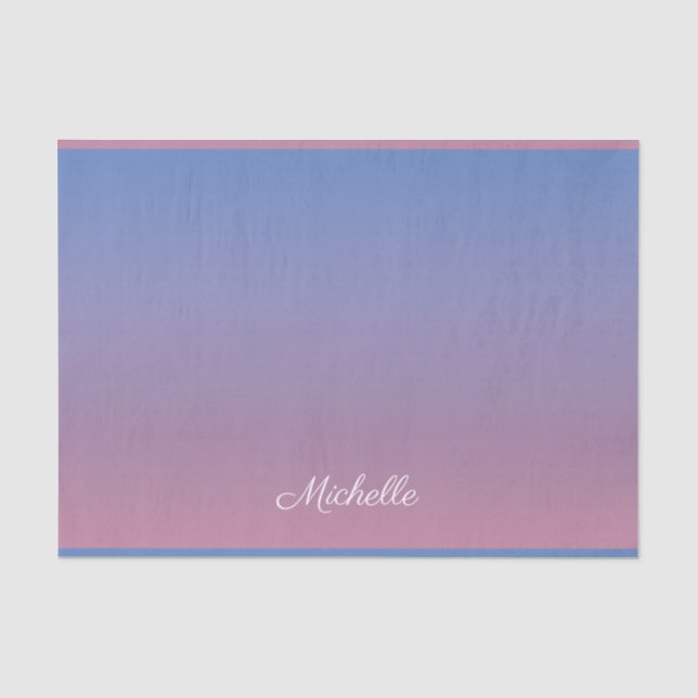 Blassrosa und blaue Gradientenombre Seidenpapier (Vorderseite)