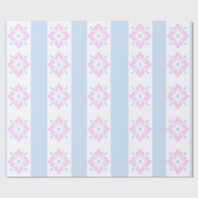 Blassrosa und blaues Damaskus-Umschlagpapier Geschenkpapier (Flach)