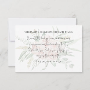 Blassrosa und Graue Trauerfeier Moderne Schrift T Dankeskarte