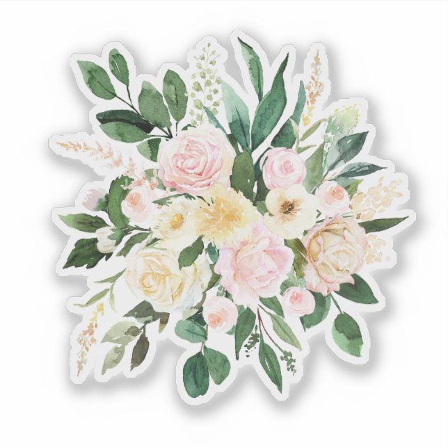 Blassrosa und weiße Blume Aufkleber (Vorderseite)