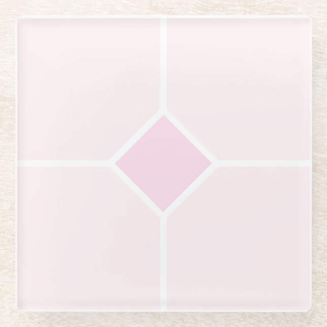 Blassrosa und weiße geometrische Muster Glasuntersetzer (Vorderseite)