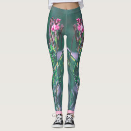 Blassrosa Wild Meadow Blume stilisiert Leggings