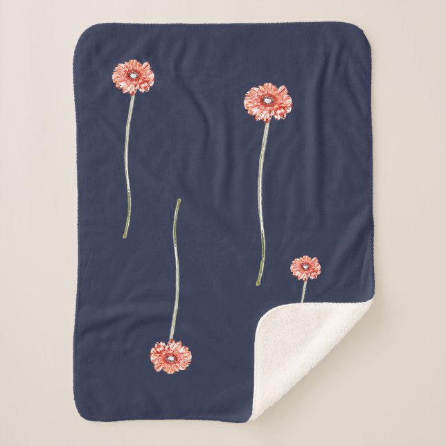 Blassrotes Gerbera Blume Throw Blanket Sherpadecke (Vorderseite)