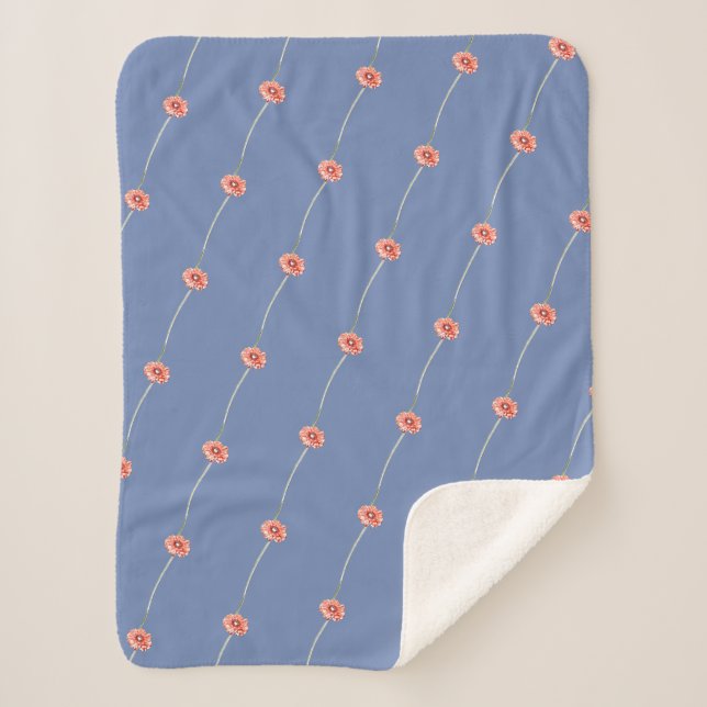 Blassrotes Gerbera Blume Throw Blanket Sherpadecke (Vorderseite)