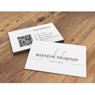 Blasssilber-Graue Kalligraphie-Script QR-Code Visitenkarte