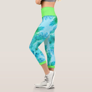Blasstürkis Jacaranda Blume Stilvolle Leggings