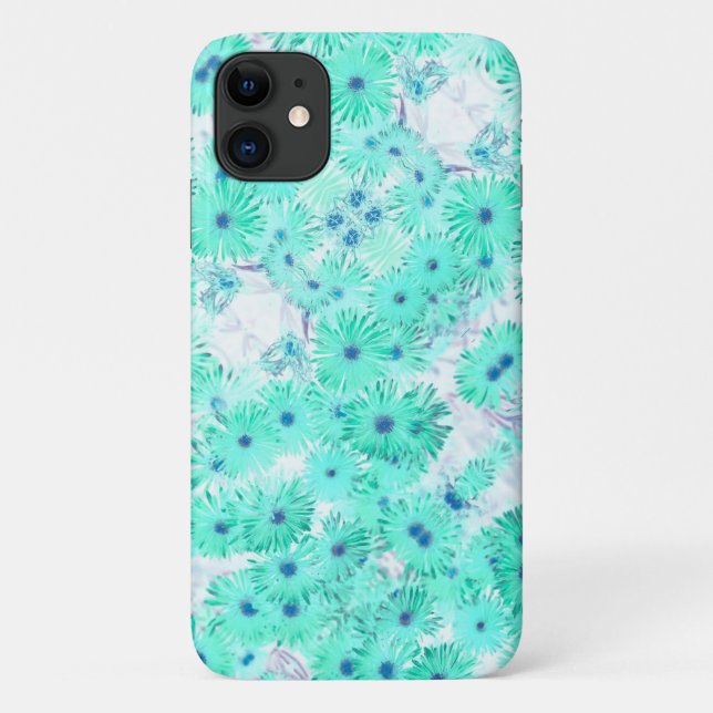 Blasstürkise Pastel Wild Blume iPhone 11 Fall Case-Mate iPhone Hülle (Rückseite)