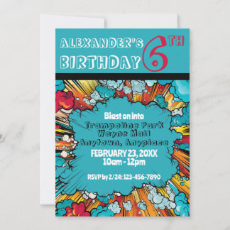 Blast auf in Comic Superhero Geburtstag Einladung