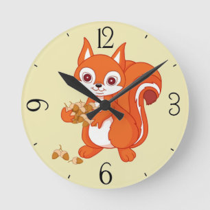 Bläst das hilfreiche Eichhörnchen Runde Wanduhr