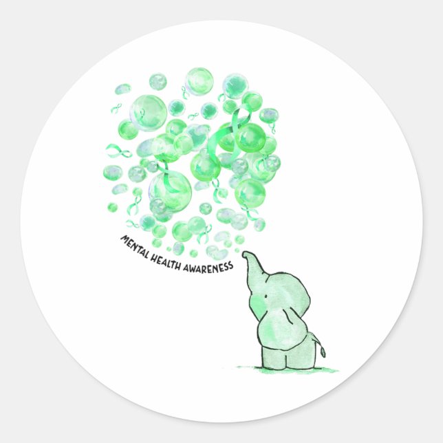 Bläst grüne Ballons für psychische Gesundheit Runder Aufkleber (Vorderseite)