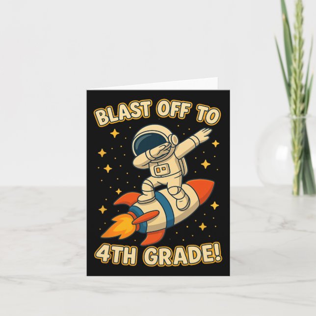 Blast Off 4th Grade Rocket Dab Space Cool School V Karte (Vorderseite)