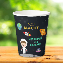 "Blast Off Astronaut - Space Birthday Party" Pappbecher