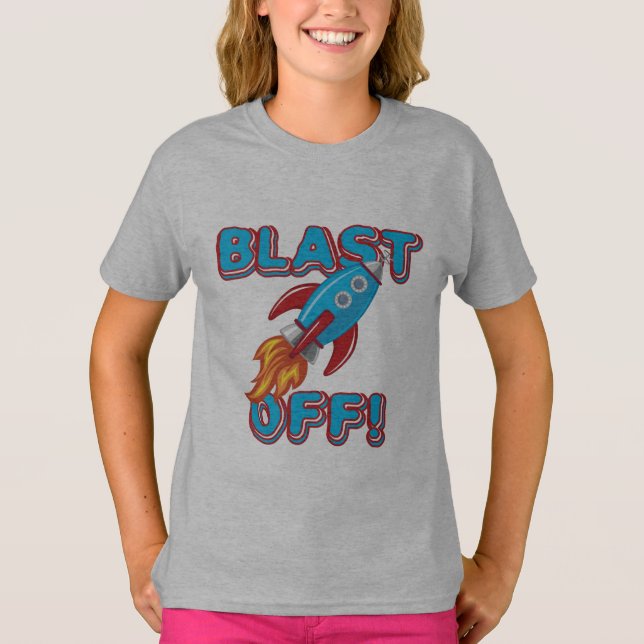 Blast Off Rocket Ship T-Shirt (Vorderseite)