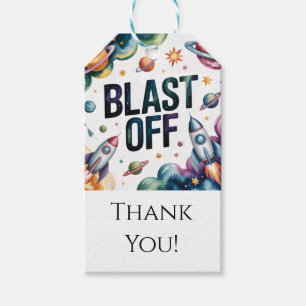 "Blast Off Space Boy Astronaut Birthday Party" Geschenkanhänger