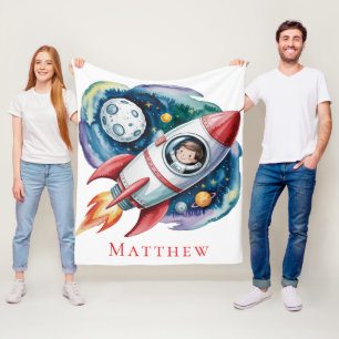 Blast Off Space Boy Astronaut Geburtstagsparty Ges Fleecedecke