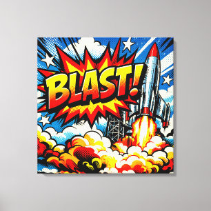 BLAST! Retro-Pop-Art-Raketenexplosion Leinwanddruck