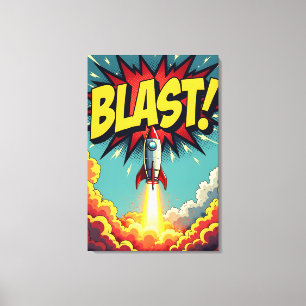 BLAST! Vintage-Comic-Raketenexplosion Leinwanddruck
