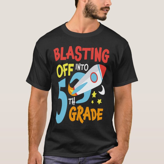 Blasting Off Into 5th Grade Back To School Space R T-Shirt (Vorderseite)