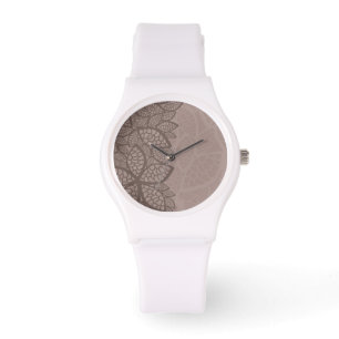 Blatmustergrenze und -hintergrund armbanduhr