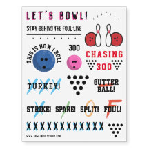 Blatt Bowling Themed Temporary Tattoos