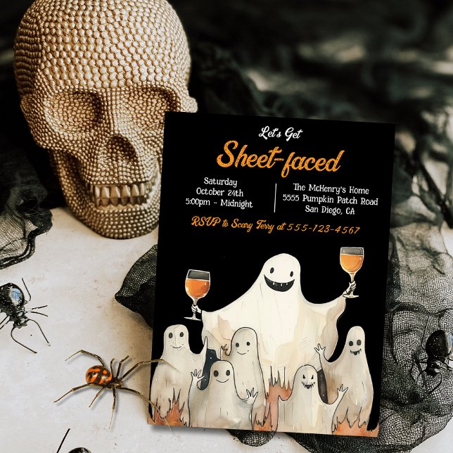 Blatt-Faced Ghosts Cocktails Erwachsene Halloween- Einladung (Von Creator hochgeladen)