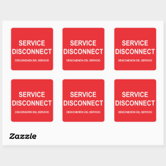 Blatt für sechs Service-Disconnect-Aufkleber Quadratischer Aufkleber