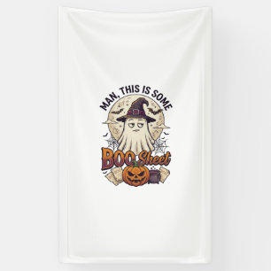 Blatt Geist Kürbis Halloween Mond Kessel Banner