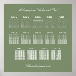 Blatt Green 14 Tabelle Hochzeitstabelle Poster