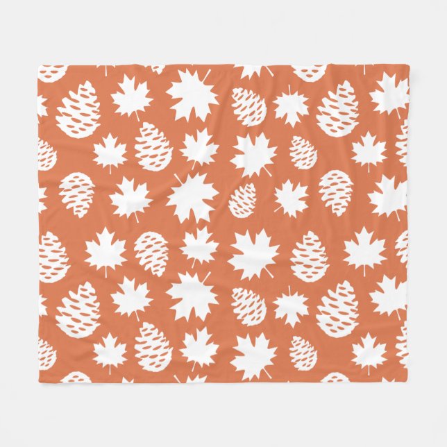 Blatt & Kiefernzapfen  Fleecedecke (Vorderseite (Horizontal))