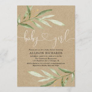 Blatt-Mädchen-Babyparty Kraftpapiers des Einladung