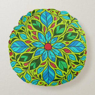 Blatt-Mandala-Design Rundes Kissen