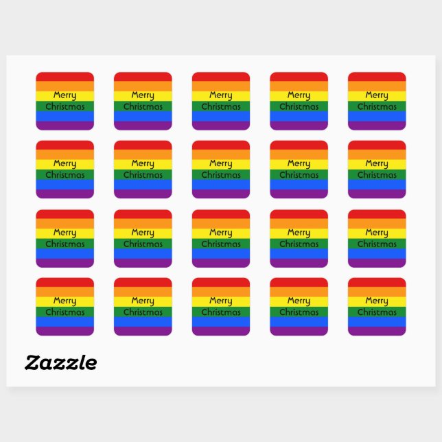 Blatt mit 20 Regenbogenaufklebern Quadratischer Aufkleber (Blatt)