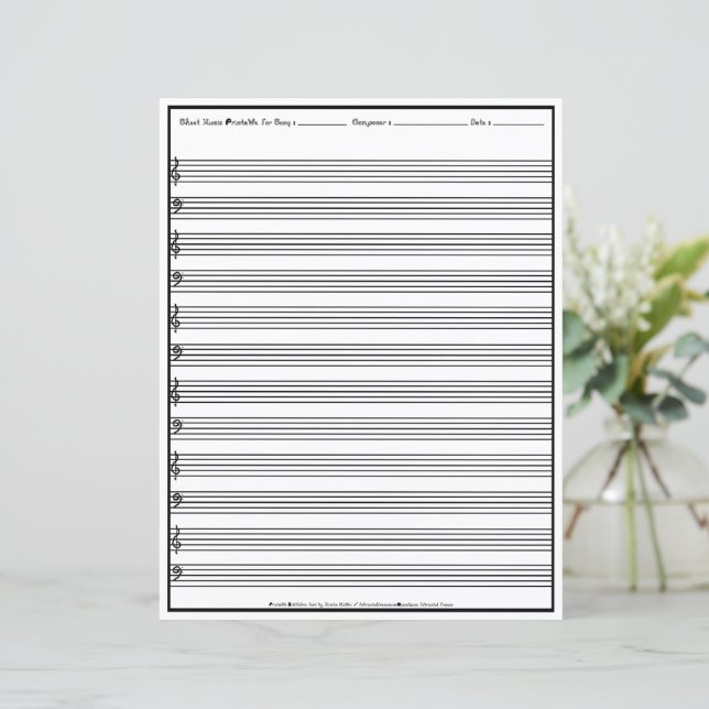 Blatt Music Manuscript-Mitarbeiter Line Clearing-B (Stehend Vorderseite)