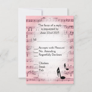 Blatt Music Pink UAWG Menu Auswahl RSVP Karte