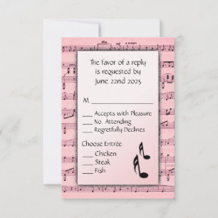 Blatt Music Pink UAWG Menu Auswahl RSVP Karte