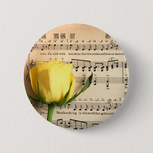 Blatt Music Yellow Rose Button (Vorderseite)