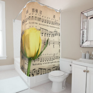 Blatt Music Yellow Rose Duschvorhang