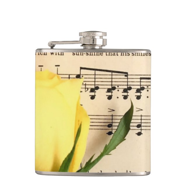 Blatt Music Yellow Rose Flachmann (Vorderseite)