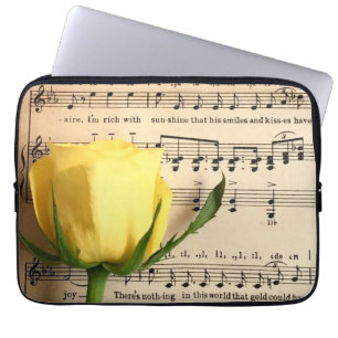 Blatt Music Yellow Rose Laptopschutzhülle