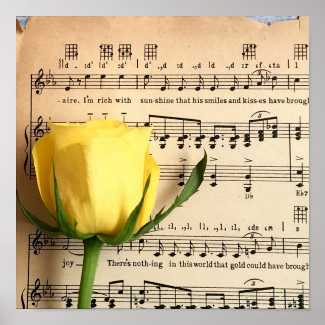 Blatt Music Yellow Rose Poster (Vorne)