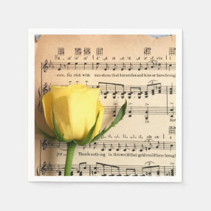 Blatt Music Yellow Rose Serviette