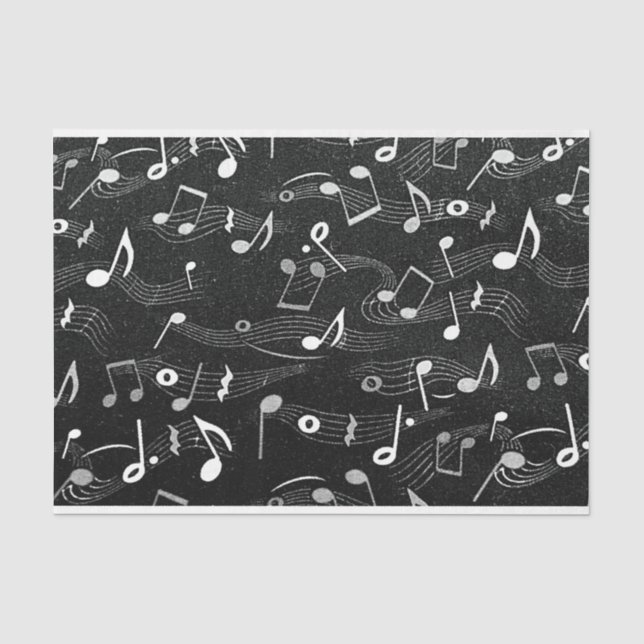 Blatt Musiknoten Musiker Schwarz-weiß Decoupage Seidenpapier (Vorderseite)